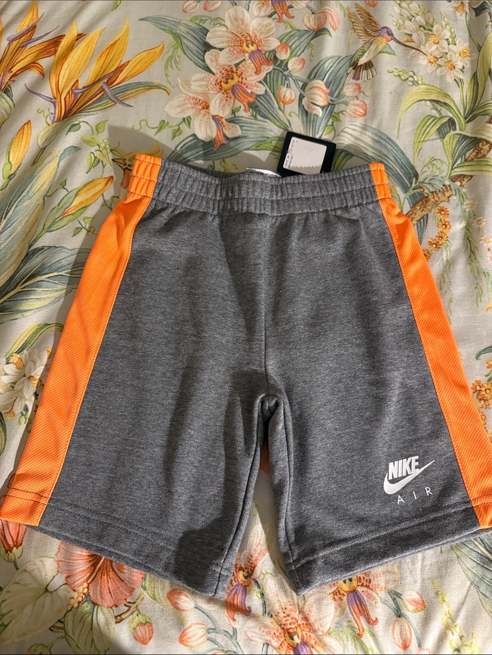 Nike Boys Gray Shorts with Orange Side Panels